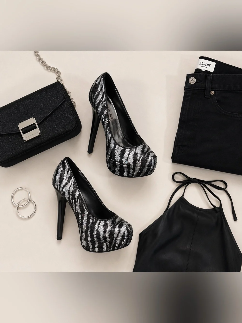 Steve Madden Sequin Zebra Platform Pumps 7.5 Disco Glam Statement Heels